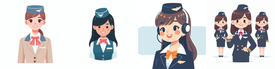 smiling flight attendant girl vector