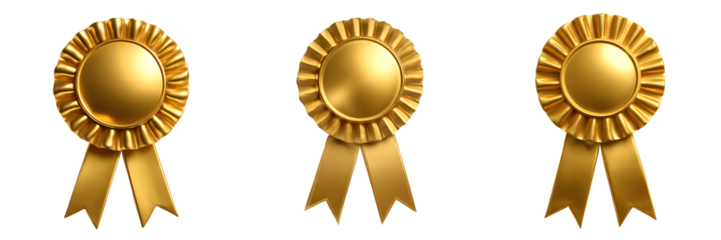 Set For golden award ribbons isolated on transparent background shown