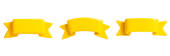 Set For yellow ribbons isolated on transparent background are displayed