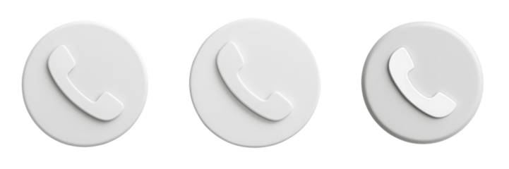 Set For white phone icons isolated on transparent background