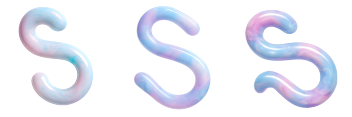 Set For pastel letter s isolated on transparent background are displayed