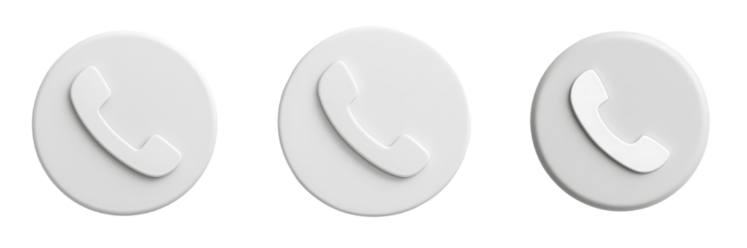 Set For white phone icons isolated on transparent background