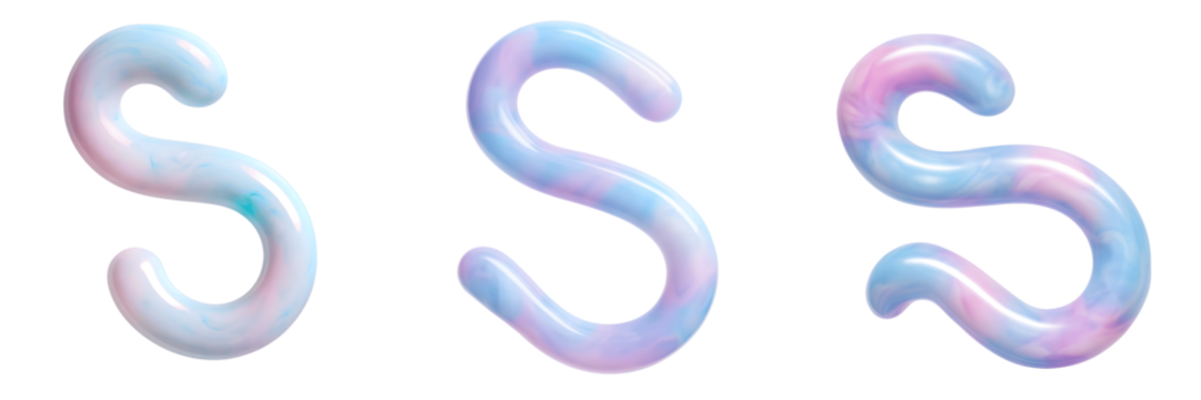 Set For pastel letter s isolated on transparent background are displayed