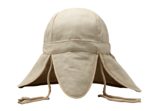 Beige sun hat with extended flaps