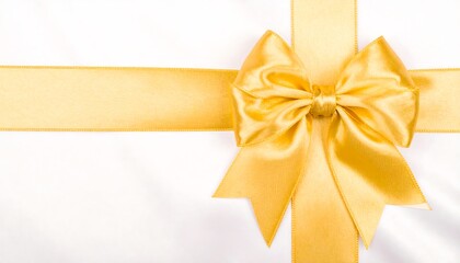 Gold ribbon bow on white