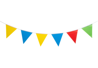 Colorful triangular flags bunting decoration for festive celebrations