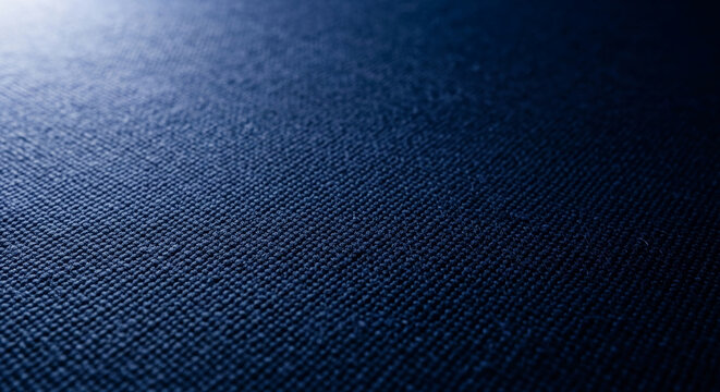 Close-up of dark blue fabric texture, showing dense weave pattern, ideal for background, wallpaper or banner design, suggesting sophistication and depth