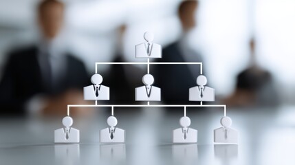 Professional Business Networking Group Gathered Around a Unique Organization Chart Concept, Ideal for Presentations and Collaborative Projects, Inspiring Innovation and Efficient.