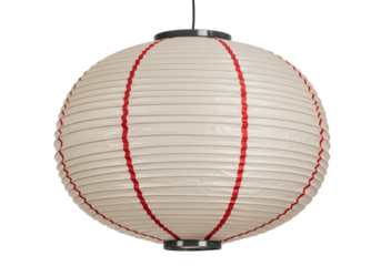 Cream paper lantern with red stripes hanging decoration round light fixture asian style home decor
