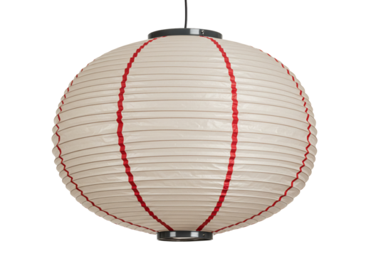 Cream paper lantern with red stripes hanging decoration round light fixture asian style home decor