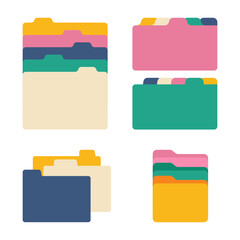 Vector templates of folders stack, color flat style