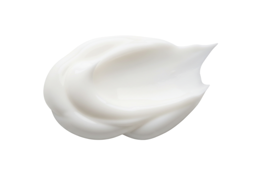 Cream swirl texture white cosmetic product smooth surface isolated on transparent background