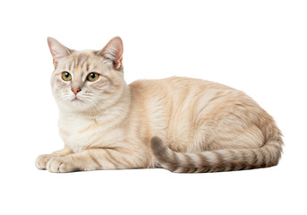 Cream tabby cat resting studio shot isolated on transparent background