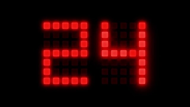 Red LED Sports Shot Clock Countdown From 29 to 0 HD stock video