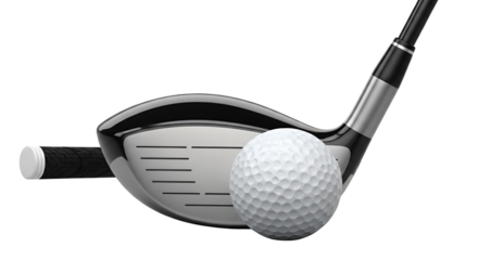 Golf club and ball close-up isolated PNG with Transparent Background