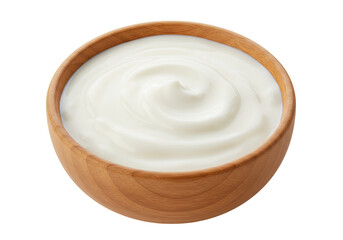 Creamy yogurt in wooden bowl dairy product food photography healthy eating