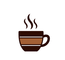 Obraz premium Steaming hot coffee mug with brown stripes