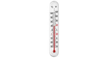 Thermometer indicating 20 degrees Celsius for weather forecast isolated PNG with Transparent Background