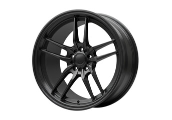 Obraz premium Black Alloy Wheel MultiSpoke Design for Enhanced Vehicle Aesthetics isolated on transparent background