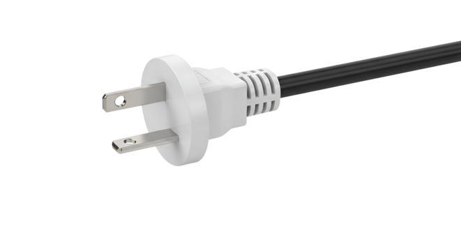 North American AC power plug isolated PNG with Transparent Background