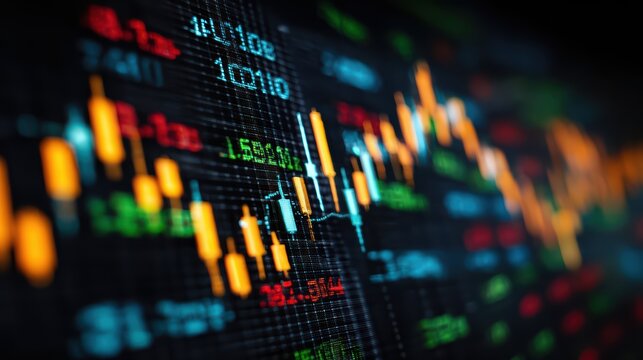 Vibrant Stock Market Display HighResolution Chart Data Showcasing RealTime Trading, Ideal for Financial Presentations and Social Media Campaigns, Invoking a Sense of Dynamic Energy and.