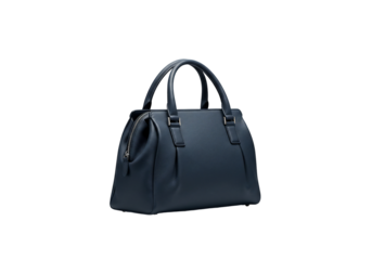Dark blue leather handbag studio shot product photography fashion accessory tote bag minimalist design