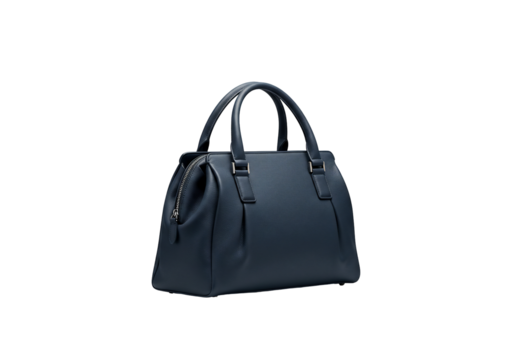 Dark blue leather handbag studio shot product photography fashion accessory tote bag minimalist design
