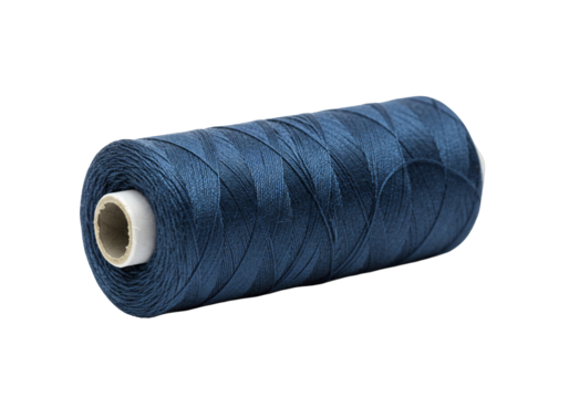 Dark blue thread spool isolated on transparent background