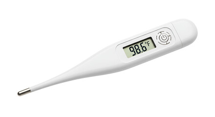 Digital thermometer reading 98.6 degrees fahrenheit isolated PNG with Transparent Background