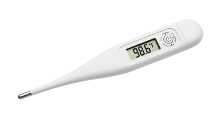 Digital thermometer reading 98.6 degrees fahrenheit isolated PNG with Transparent Background