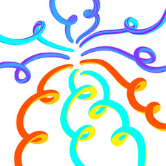 Vibrant swirling hand drawn abstract art colorful energetic design stock isolated on transparent background Hand Draw line ART