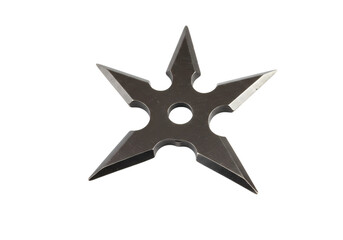 Obraz premium Sharp Metal Ninja Star FivePointed Shuriken Weapon Illustration isolated on transparent background