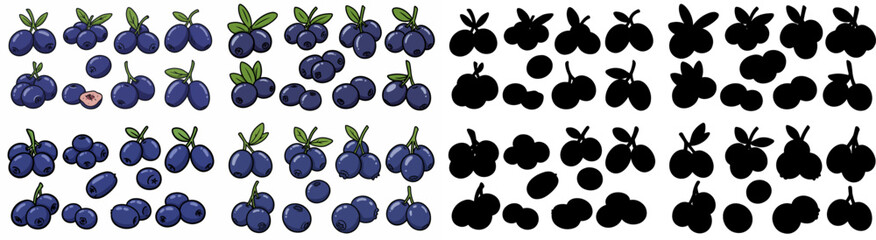 Blueberries and rabbits with transparent background