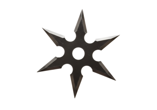 SixPointed Shuriken A Detailed CloseUp isolated on transparent background