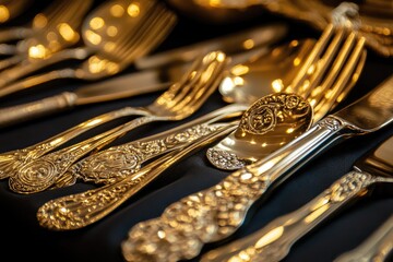 golden jewelry on black