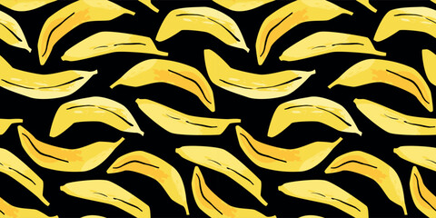 Vector seamless pattern with abstract bananas. Trendy hand drawn art textures. Modern abstract design for paper, cover, fabric, interior decor and other