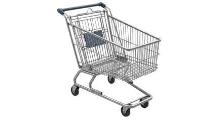 Empty metal shopping cart isolated PNG with Transparent Background