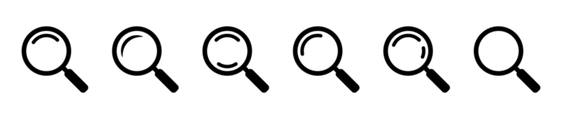 Search icons set. Magnifying glass icon symbols set.
