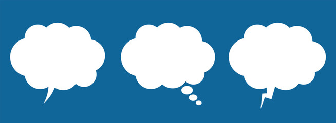 Speech or think bubble, empty communication cloud. Thought cloud. Think bubble in white color.