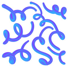 Abstract swirling blue purple hand drawn artistic spirals organic fluid shapes dynamic movement isolated on transparent background Hand Draw Line ART