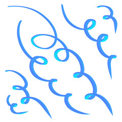 Vibrant hand drawn blue swirls and curls expressive abstract art for decorative designs and celebrations isolated on transparent background Hand Draw Line ART