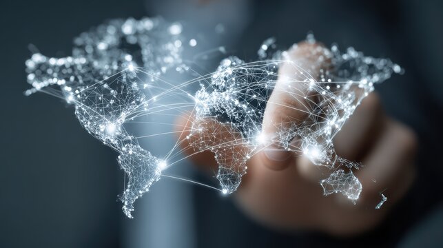 Detailed World Map Showcasing Multiple Points and Linear Concepts, Ideal for Global Business Presentations and Campaigns Boosting Strategic Thinking and Inspiring a Sense of Connectivity.