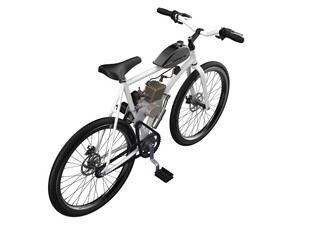 High-Resolution Motorized Bicycle with Petrol Engine Kit - Isolated Gas Powered Push Bike on Transparent HD Background, Ideal for Urban Commuter Design Assets and DIY Personal Transport Projects.