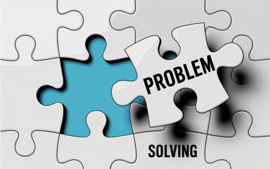 Fototapeta premium Conceptual illustration representing the idea of problem solving by fitting the final missing jigsaw puzzle piece to find the correct solution