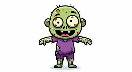 Cute cartoon zombie character with big eyes illustration.