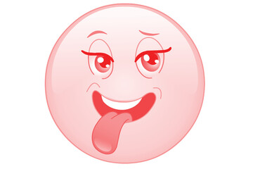 A cartoonish red egg with a silly face and tongue sticking out isolated on transparent background