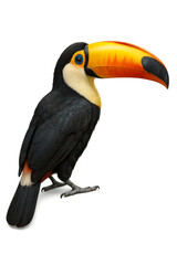 Naklejka premium Red-billed toucan standing on transparent background