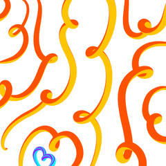 Vibrant hand drawn abstract swirls and curves seamless pattern for creative projects isolated on transparent background Hand Draw Line ART
