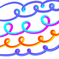 Vibrant hand drawn swirls abstract art colorful wavy lines graphic design elements dynamic flowing patterns creative background texture isolated on transparent background Hand Draw Line ART