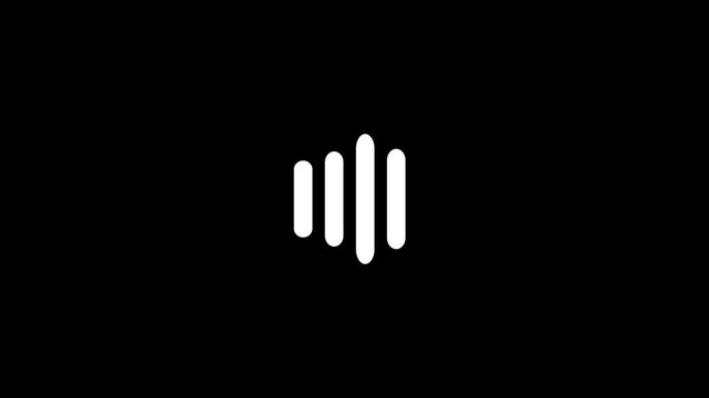 Bar variations black and white loading animation. Music sound waves outline 2D cartoon preloader, flat element 4K video loader motion graphic